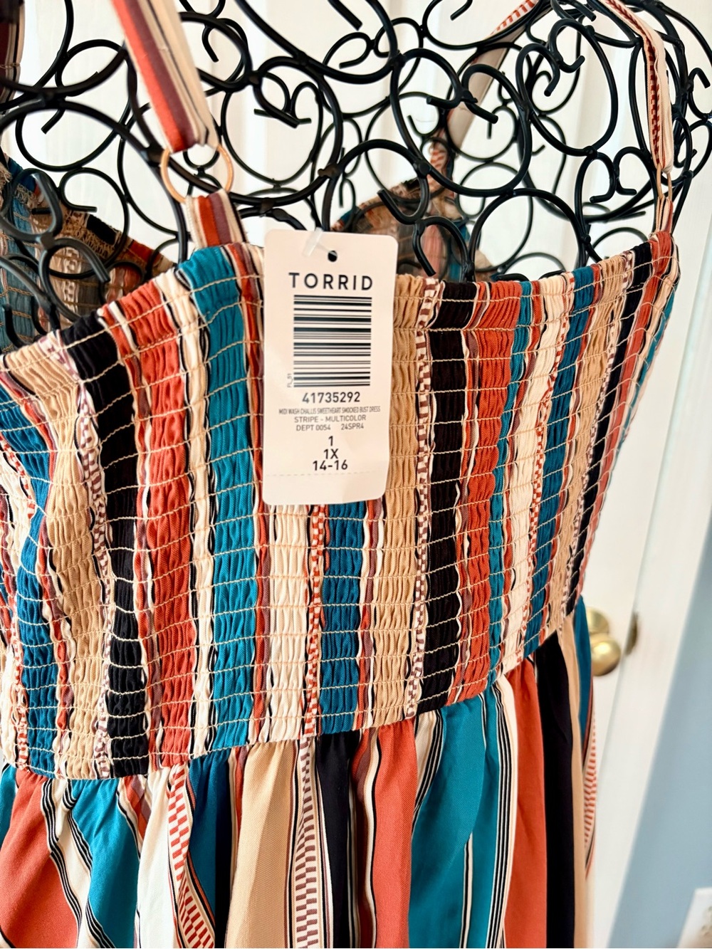 Torrid Striped Multi-Color Sleeveless Midi Dress - Picture 4 of 4